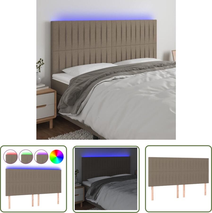 The Living Store Hoofdeind Classic LED 200x5x118 128 cm Taupe Hoofdboard Led Hoofdbord Met Led Beddecoratie Slaapkamerstijl
