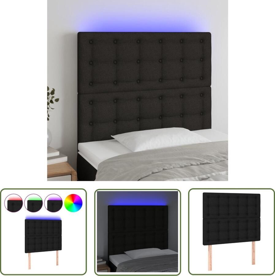 The Living Store Hoofdeind LED-strip 90 x 5 x 118 128 cm Zwart Hoofdboard Led Hoofdbord Met Led Hoofdbord Zwart Slaapkamersdecoratie
