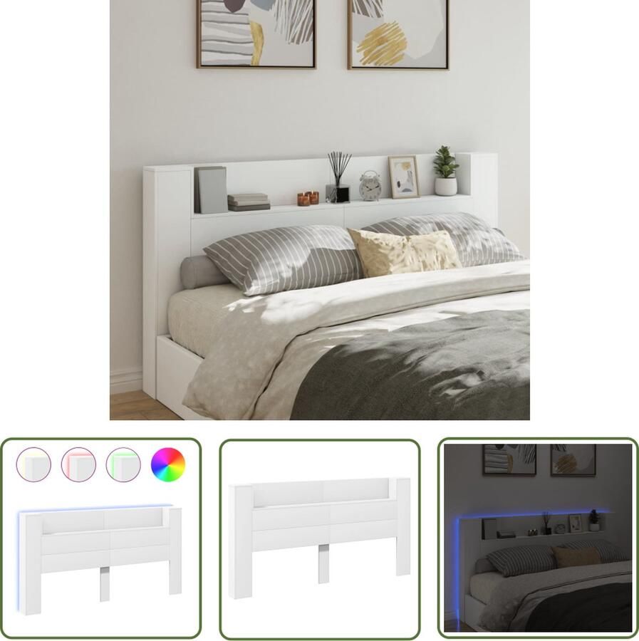 The Living Store LED Hoofdbordkast 200 x 16.5 x 103.5 cm RGB LED-verlichting Hoofdbord Kast Led Hoofdbord Met Lampjes Rgb Led Verlichting Bedstede