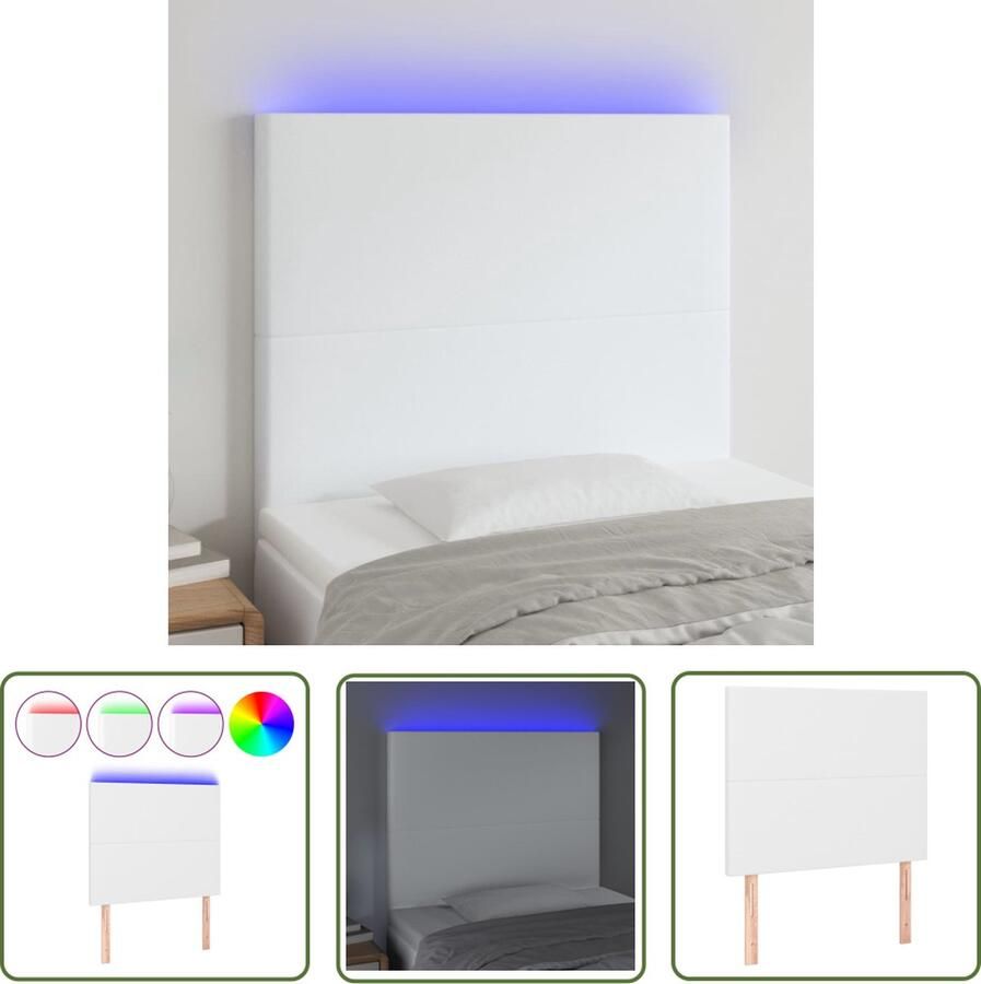 The Living Store Hoofdbord LED 80x5x118 128 cm kunstleer wit Klassieke Hoofdbord Led Hoofdbord Kunstleder Hoofdbord Met Verlichting Slaapkamers Accessoires