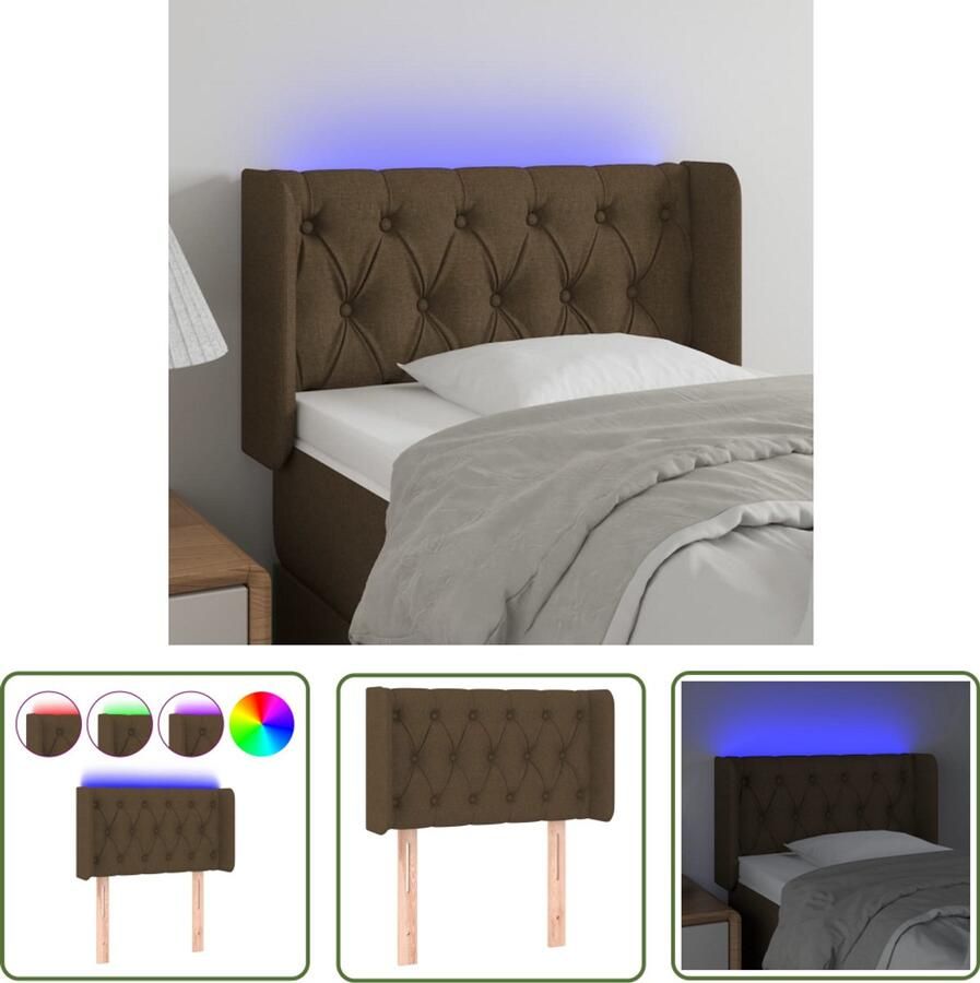 The Living Store Hoofdbord LED 83x16x78 88 cm stof donkerbruin Klassieke Hoofdbord Led Hoofdbord Bruin Hoofdbord Bedhoofd Headboard