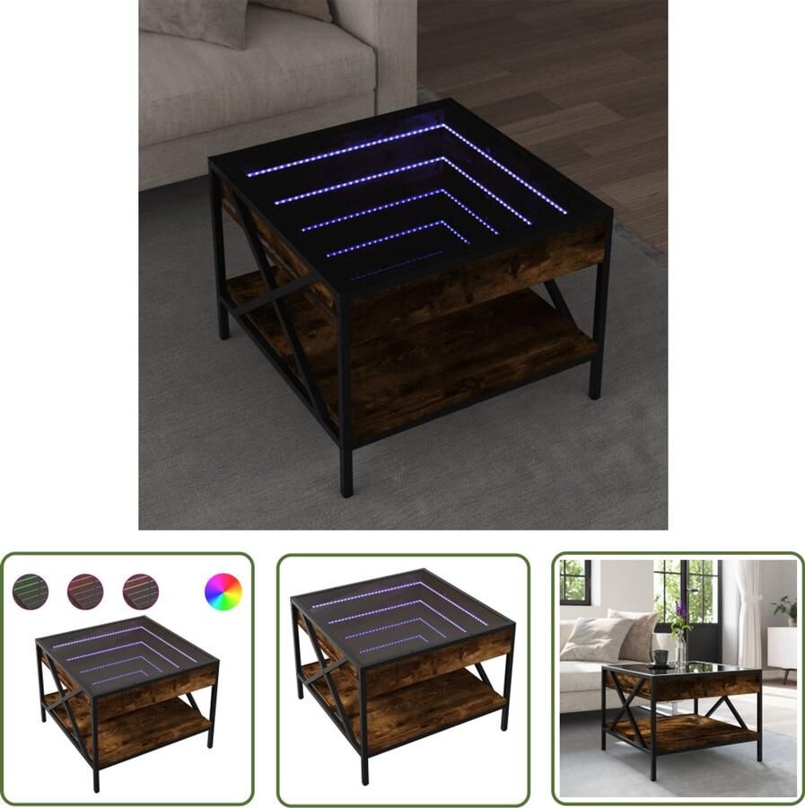 VidaXL Salontafel met Infinity LED 50x50x38 cm gerookt eikenkleurig Salontafel Led Tafellamp Koffietafel Tv Tafel Living Room Furniture