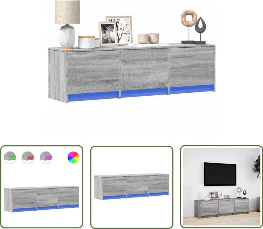VidaXL Led Tv Meubel Tv Meubel Tv-meubel met LED 140x34x40 cm bewerkt hout grijs sonoma eiken Houten Tv Kast Salontafel Media Kast