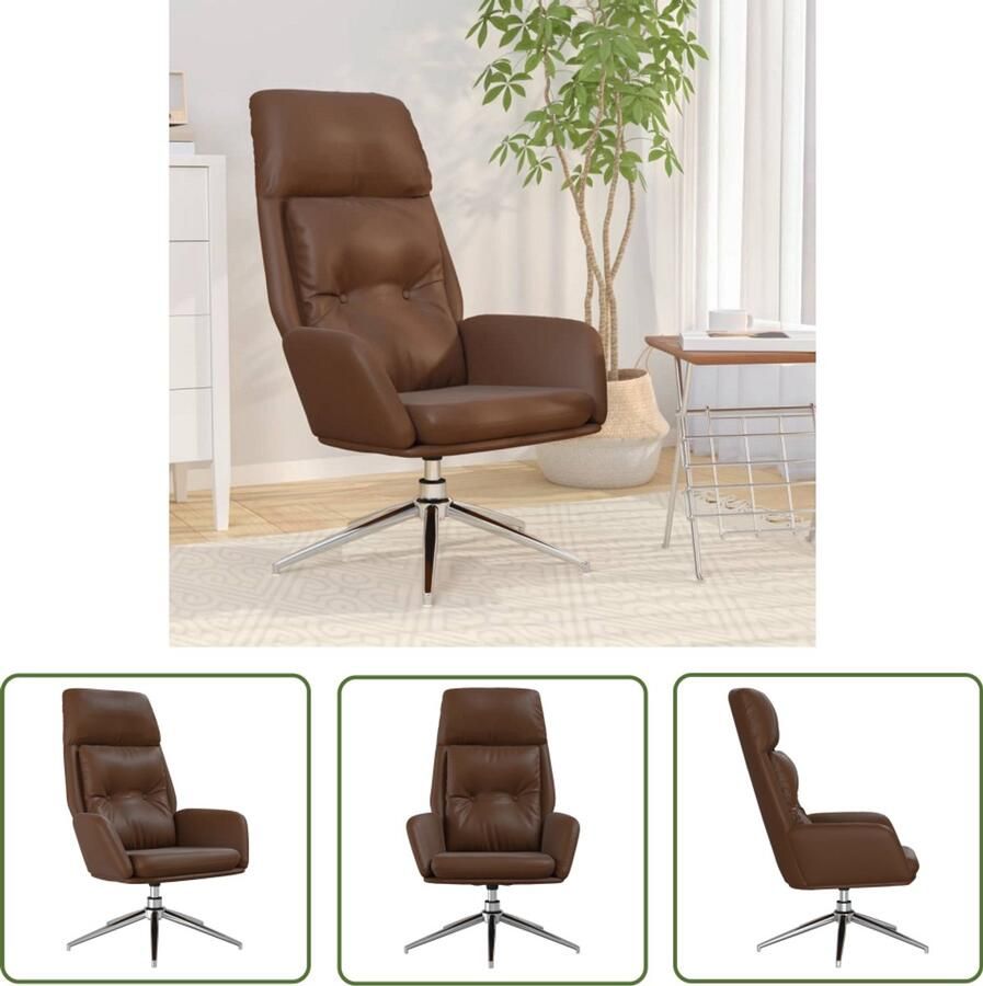 VidaXL Lederen Fauteuil Relaxfauteuil Relaxstoel echt leer bruin Bruine Fauteuil Fauteuils Met Armleuningen Draaibare Fauteuil