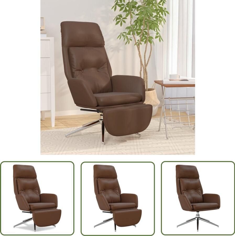 VidaXL Lederen Stoel Relaxfauteuil Relaxstoel met voetensteun echt leer en kunstleer bruin Bruine Fauteuil Lounge Stoel Draaibare Stoel - Foto 2