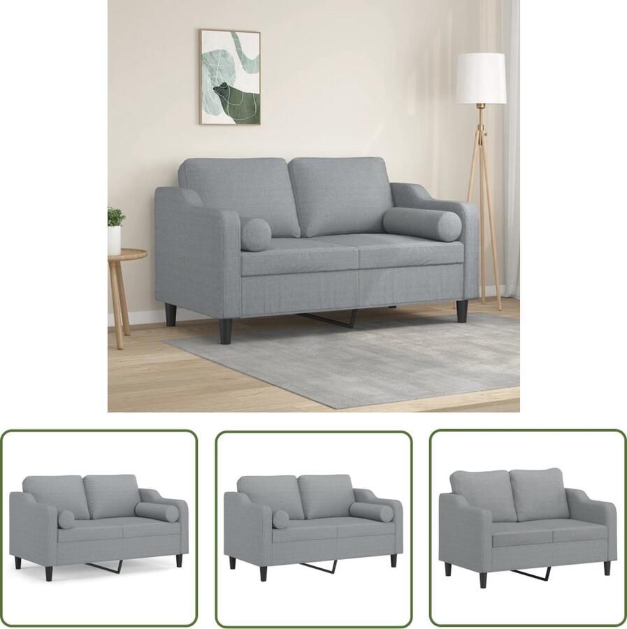 The Living Store Lichtgrijze 2-zitsbank 138 x 77 x 80 cm Duurzame stof Comfortabele zitervaring Tweezitsbank Licht Grijze Bank Banks Kopen Lounge Meubilair Stoffen Bank