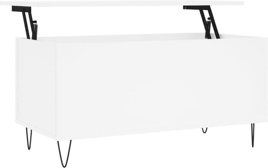 The Living Store Salontafel Lift-top Wit 90 x 44.5 x 45 cm Bewerkt hout en metaal Salontafel Lift Top Tafel Houten Salontafel Wit Meubilair Multifunctionele Tafel - Foto 2