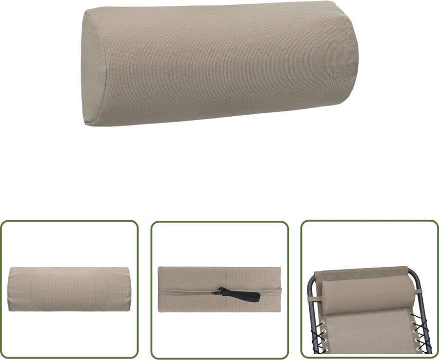 The Living Store Hoofdsteun voor ligstoel 40x7 5x15 cm textileen taupe Tuinstoel Ligstoel Hoofdsteun Textiel Taupe