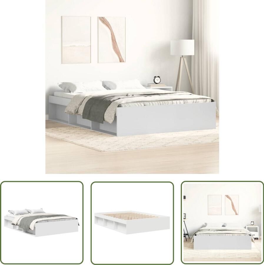The Living Store Bedframe Logeerbed Met Opbergruimte 193x138x35 cm Wit Slaapkamers Logeerbed Opbergruimte Houten Bedframe Wit Bed