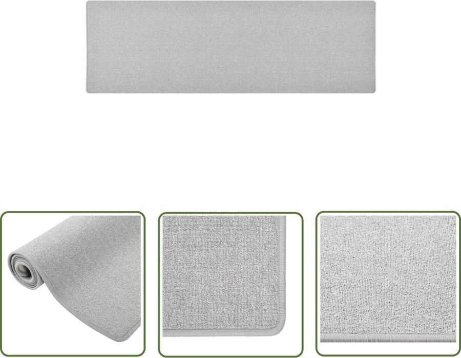 The Living Store Tapijtloper 80 x 250 cm Lichtgrijs 100% polypropyleen Tapijtroper Looppad Vloerkleed Grijs Lichtgrijs