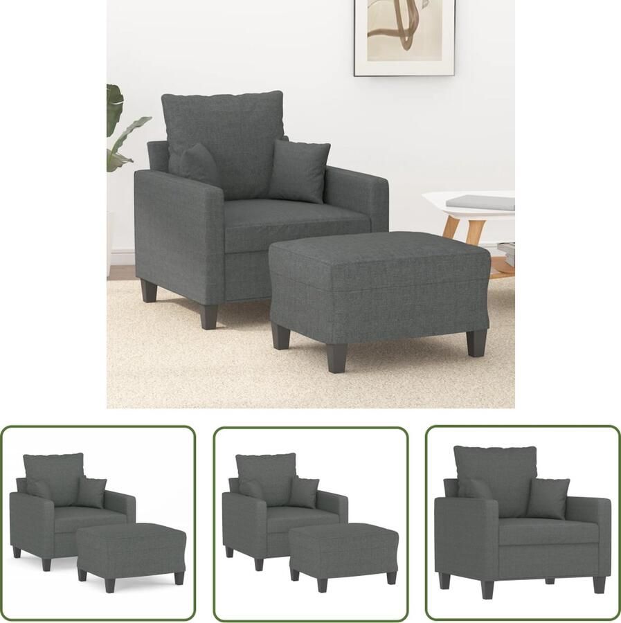 VidaXL Fauteuil met voetenbank 60 cm stof donkergrijs Fauteuil Lounge Chair Relaxfauteuil Grijs Meubilair Fauteuils Online Kopen