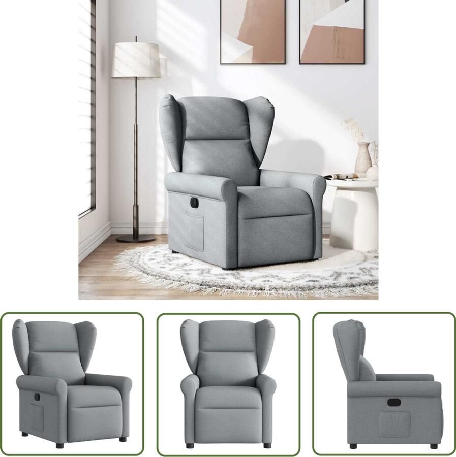 VidaXL Fauteuil verstelbaar stof lichtgrijs Fauteuil Lounge Chair Relaxstoel Verstelbare Stoel Lederlook