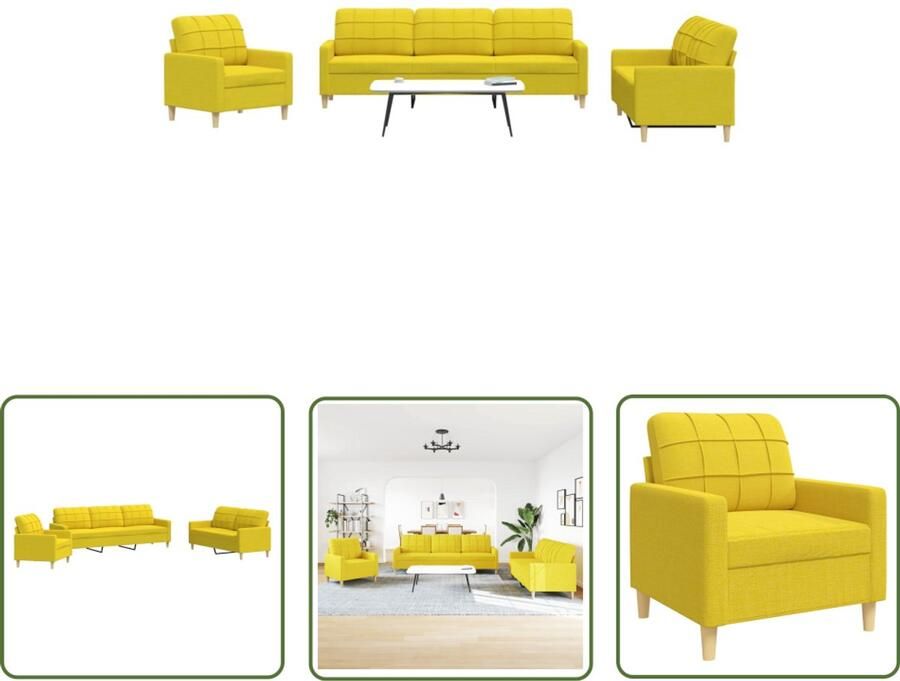 The Living Store 3-delige Loungeset stof lichtgeel Loungeset Lounge Meubels Buitenlounge Tuinbank Relaxfauteuil