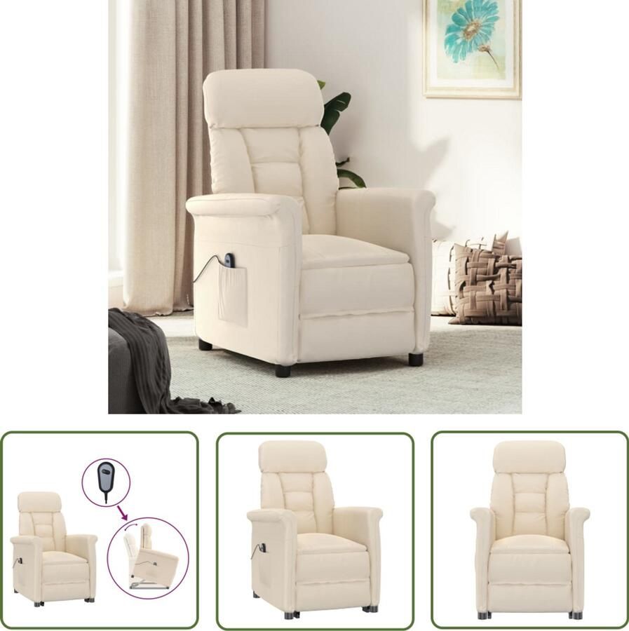 VidaXL Fauteuil elektrisch verstelbaar microvezel beige Elektrische Fauteuil Lounge Stoel Relaxfauteuil Fauteuils Microvezel Stoffen