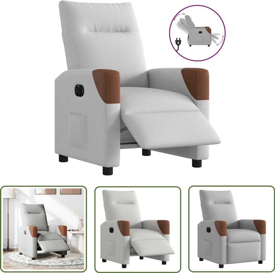 VidaXL Fauteuil elektrisch verstelbaar stof wolk grijs Elektrische Fauteuil Lounge Stoel Relaxfauteuil Loungestoel Fauteuils