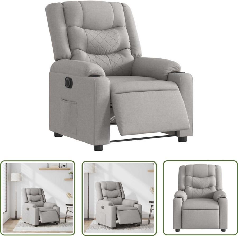 VidaXL Fauteuil elektrisch verstelbaar stof wolk grijs Elektrische Fauteuil Lounge Stoel Relaxfauteuil Zitstoel Fauteuils