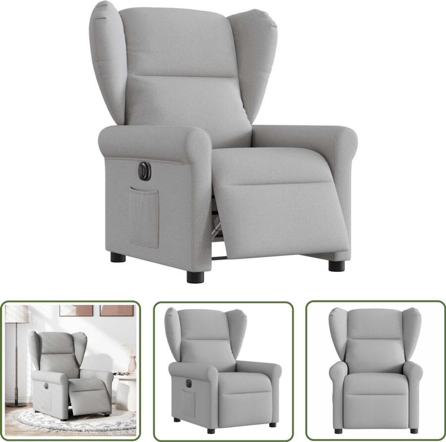 VidaXL Fauteuil elektrisch verstelbaar stof wolk grijs Elektrische Fauteuil Lounge Stoel Relaxfauteuil Zitcomfort Ergonomische Stoel