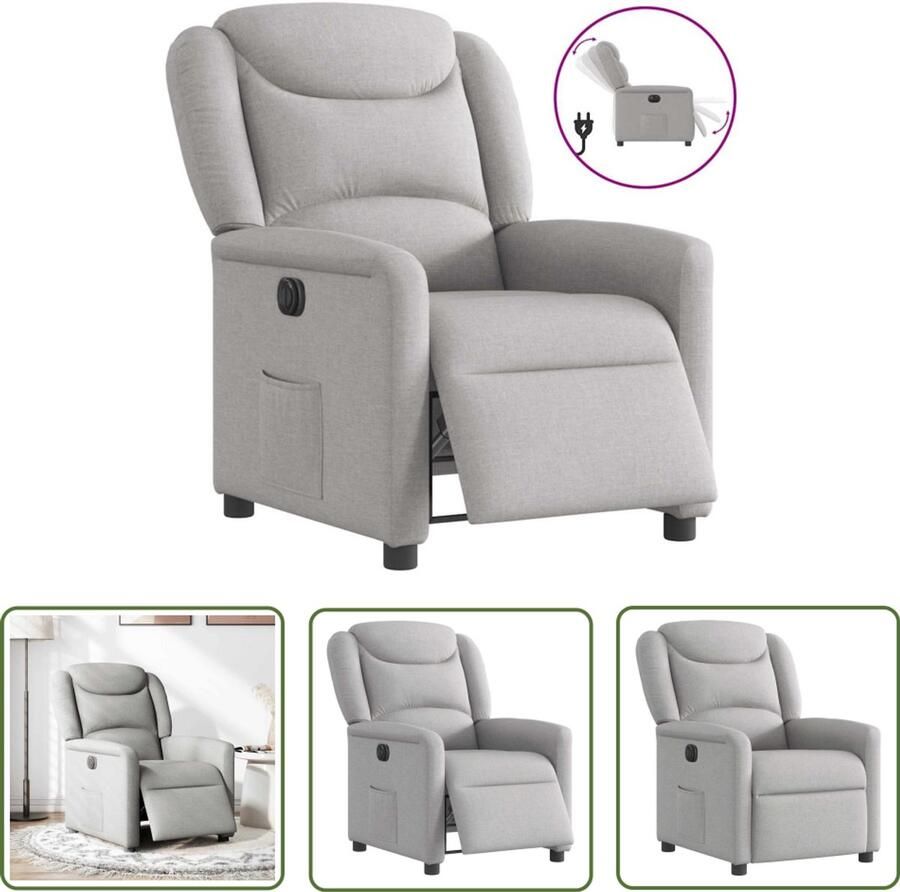VidaXL Fauteuil elektrisch verstelbaar stof wolk grijs Elektrische Fauteuil Lounge Stoel Relaxfauteuil Zitzak Fauteuils