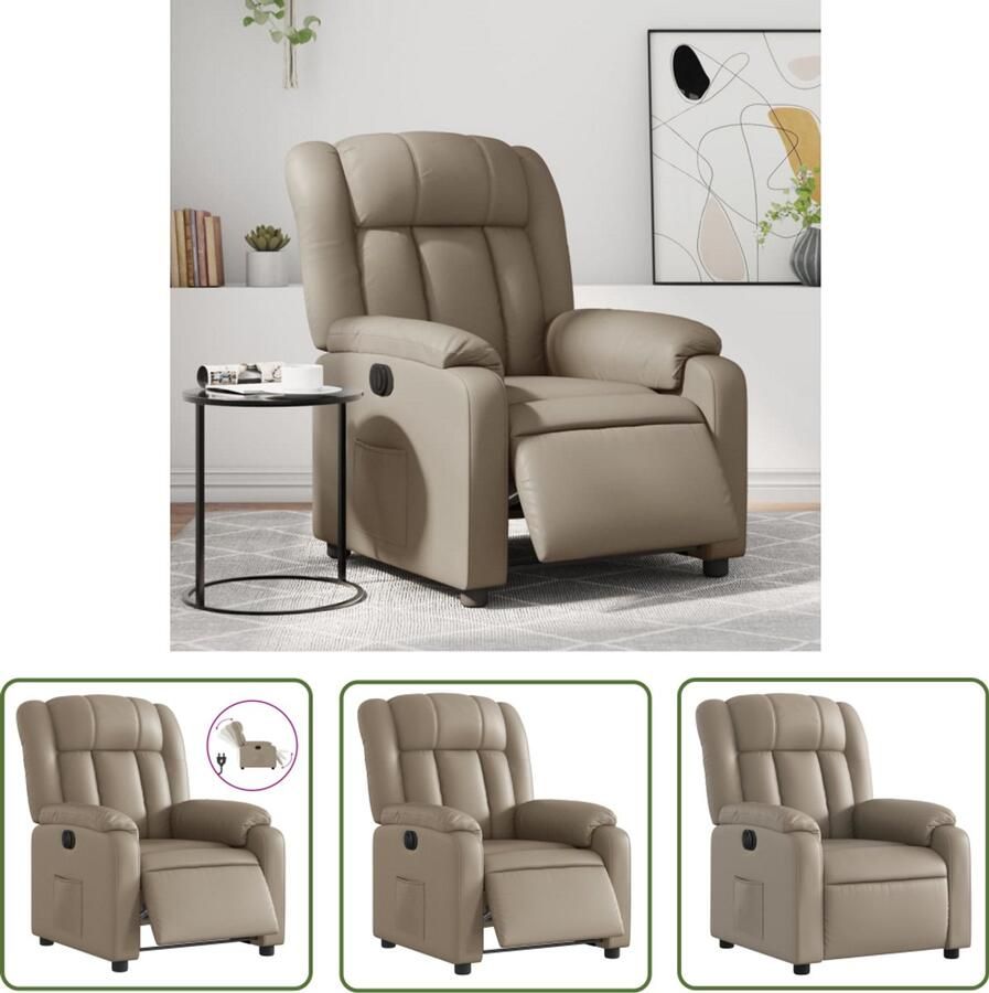 VidaXL Fauteuil verstelbaar elektrisch kunstleer cappuccinokleurig Elektrische Fauteuil Lounge Stoel Relaxfauteuil Verstelbare Stoel Kapstok