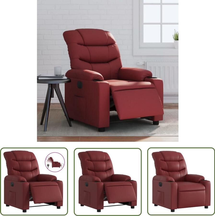 The Living Store Fauteuil verstelbaar elektrisch kunstleer wijnrood Elektrische Fauteuil Verstelbare Fauteuil Lounge Fauteuil Lederlook Fauteuil Wijnrode Fauteuil