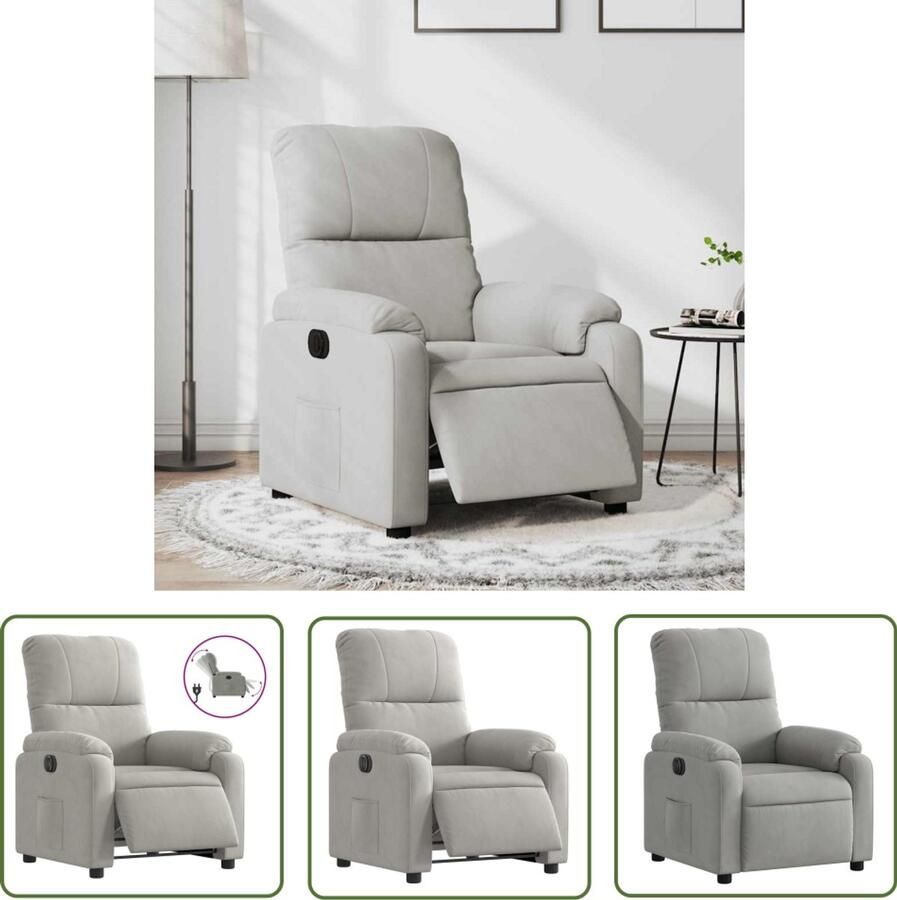 VidaXL Fauteuil verstelbaar elektrisch microvezelstof lichtgrijs Elektrische Fauteuil Lounge Stoel Relaxfauteuil Ergonomische Stoel Fauteuils