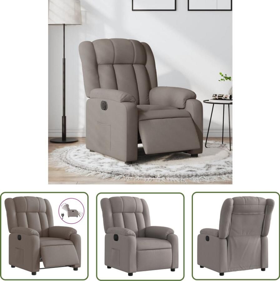 VidaXL Fauteuil verstelbaar elektrisch stof taupe Elektrische Fauteuil Lounge Stoel Fauteuils Loungestoel Ergonomische Stoel