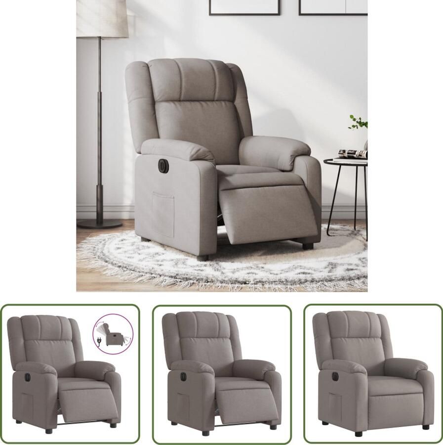 VidaXL Fauteuil verstelbaar elektrisch stof taupe Elektrische Fauteuil Lounge Stoel Fauteuils Loungestoel Verstelbare Fauteuil
