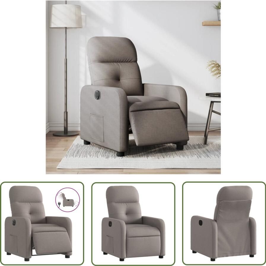 VidaXL Fauteuil verstelbaar elektrisch stof taupe Elektrische Fauteuil Lounge Stoel Relaxfauteuil Verstelbare Stoel Fauteuils