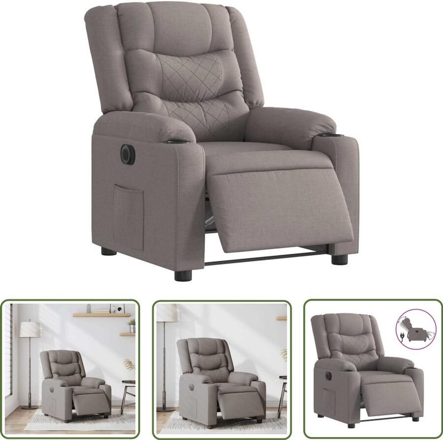 VidaXL Fauteuil verstelbaar elektrisch stof taupe Elektrische Fauteuil Lounge Stoel Verstelbare Fauteuil Ergonomische Stoel Fauteuils