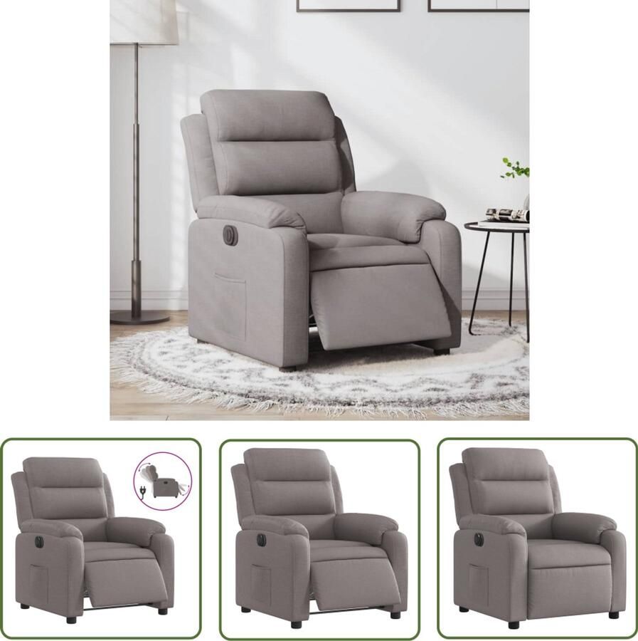 VidaXL Fauteuil verstelbaar elektrisch stof taupe Elektrische Fauteuil Lounge Stoel Verstelbare Stoel Fauteuils Ergonomische Stoel
