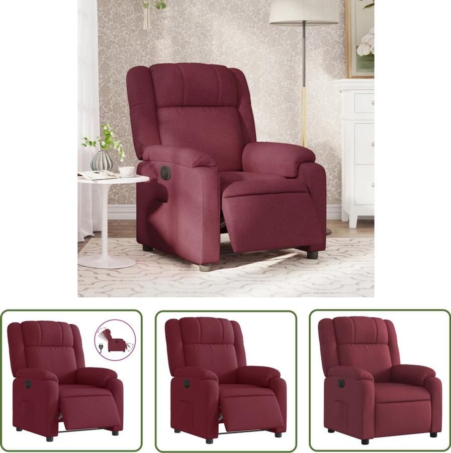 VidaXL Fauteuil verstelbaar elektrisch stof wijnrood Elektrische Fauteuil Lounge Stoel Fauteuil Grijs Lederlook Fauteuil Ergonomische Fauteuil