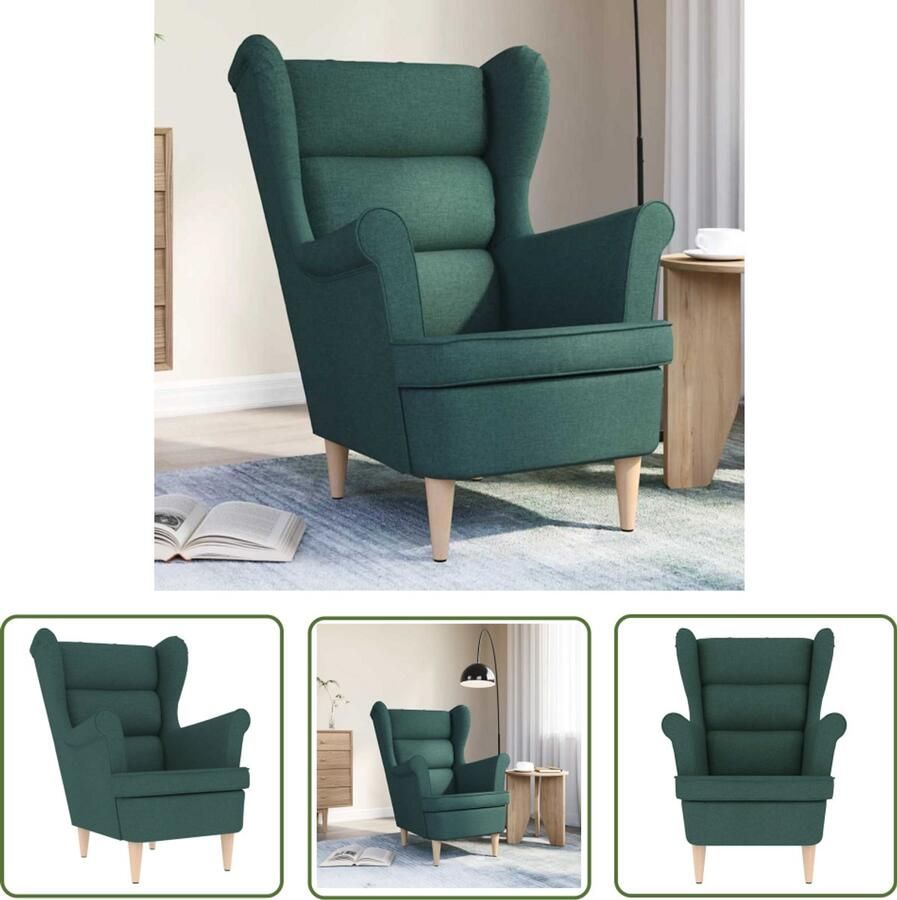VidaXL Fauteuil 74x84x100 cm stof donkergroen Fauteuil Lounge Stoel Lederlook Donkere Kleuren Ergonomisch