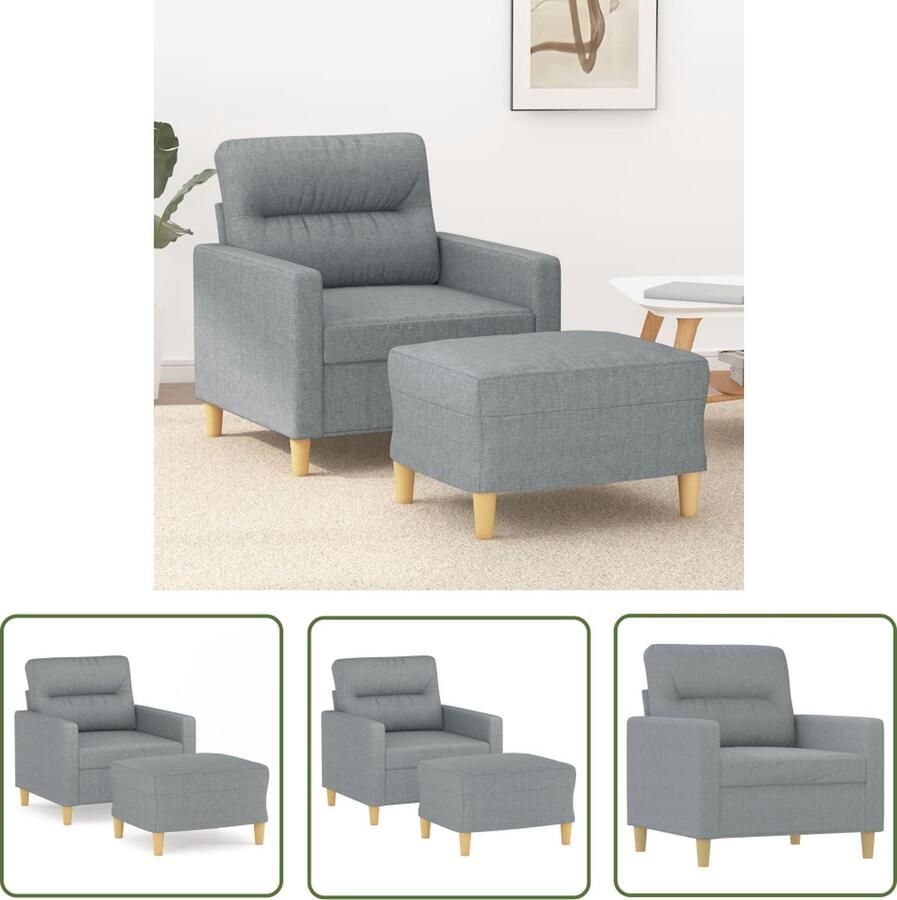 The Living Store Fauteuil Lichtgrijs 78 x 77 x 80 cm Duurzame stof Fauteuil Grijs Lounge Stoel Relaxfauteuil Fauteuils Eetkamerstoelen