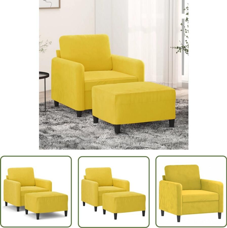 VidaXL Fauteuil met voetenbank 60 cm fluweel geel Fauteuil Lounge Stoel Relaxstoel Fluweel Meubels Gele Meubels