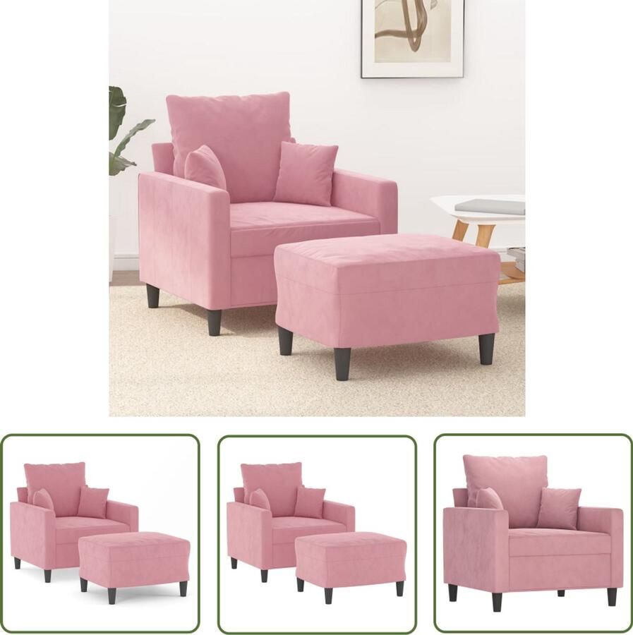 VidaXL Fauteuil met voetenbank 60 cm fluweel roze Fauteuil Lounge Stoel Relaxfauteuil Rozenkleurige Meubels Velvet Fauteuil