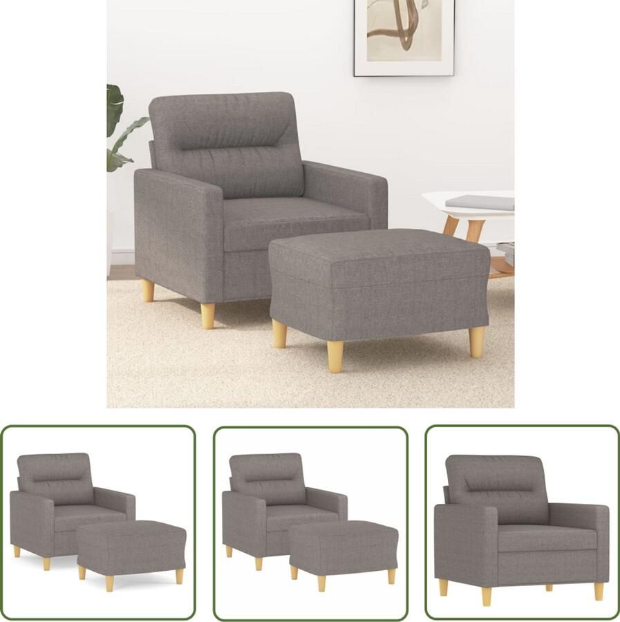 VidaXL Fauteuil met voetenbank 60 cm stof taupe Fauteuil Lounge Stoel Relaxfauteuil Leesfauteuil Woonkamer Meubilair