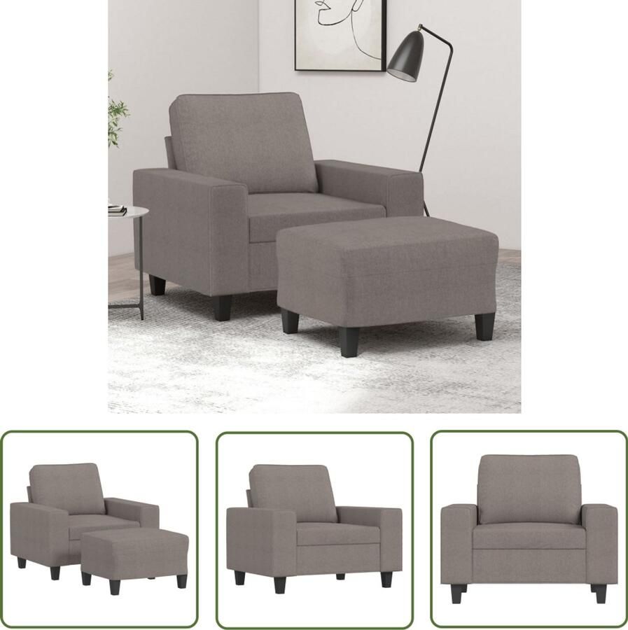 VidaXL Fauteuil met voetenbank 60 cm stof taupe Fauteuil Lounge Stoel Voetenbank Fauteuils Loungestoelen