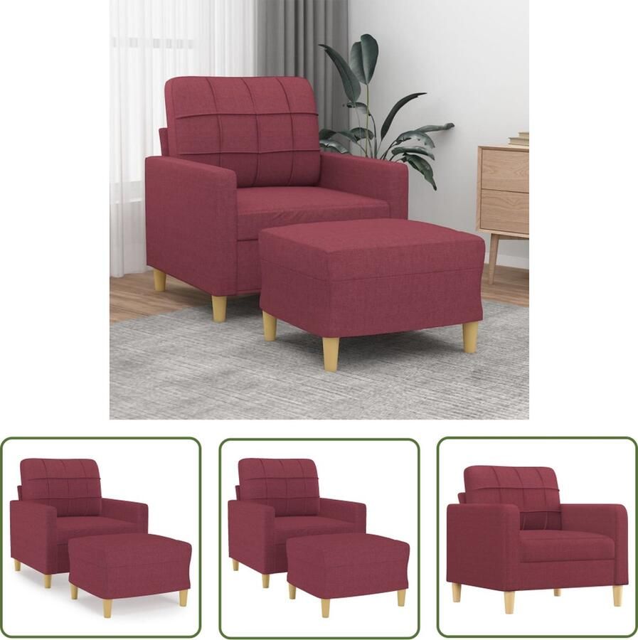 The Living Store Fauteuil Wijnrood 78 x 77 x 80 cm Duurzame stof Stevig frame Comfortabele zitervaring Veelzijdige voetenbank Opvallend ontwerp