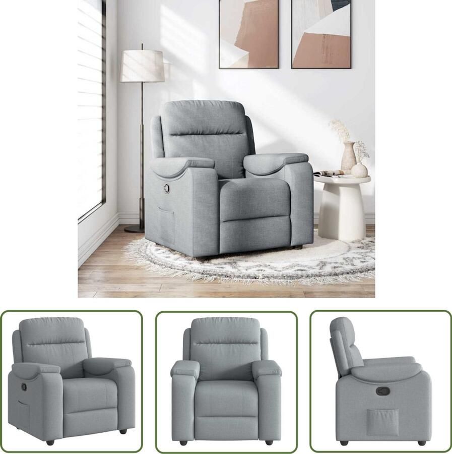 VidaXL Fauteuil verstelbaar stof lichtgrijs Fauteuil Lounge Stoel Verstelbare Stoel Ergonomische Stoel Leesstoel