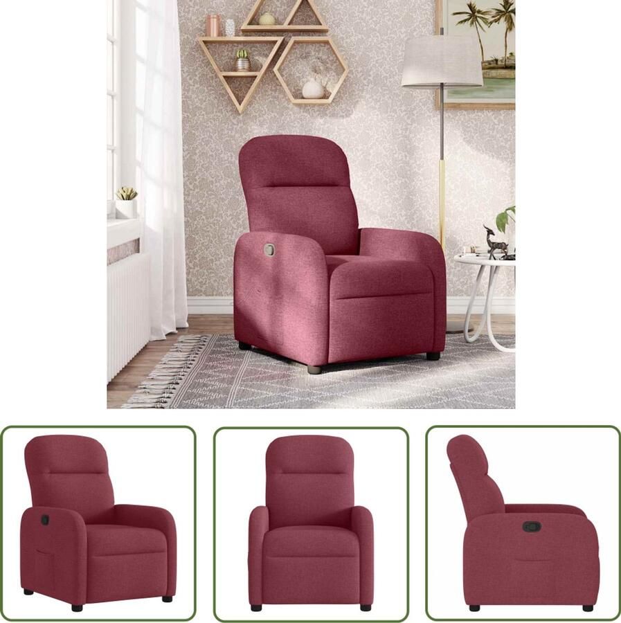 VidaXL Fauteuil verstelbaar stof wijnrood Fauteuil Lounge Stoel Relaxstoel Verstelbare Stoel Velours Stoel