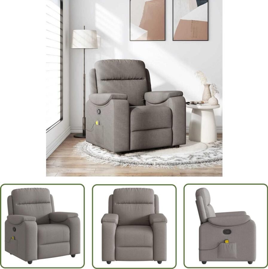 VidaXL Massagestoel verstelbaar stof taupe Massagestoel Lounge Stoel Relaxstoel Ergonomische Stoel Verstelbare Stoel