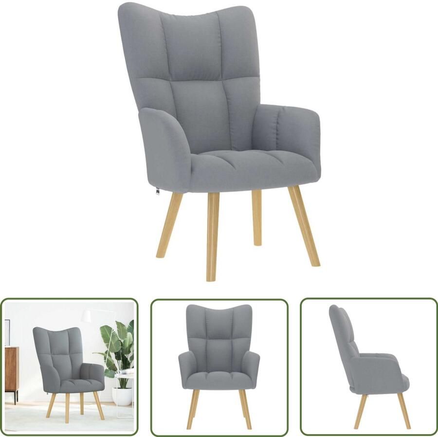 VidaXL Lounge Stoel Relaxfauteuil Relaxstoel stof lichtgrijs Fauteuils Zitzak Loungestoel