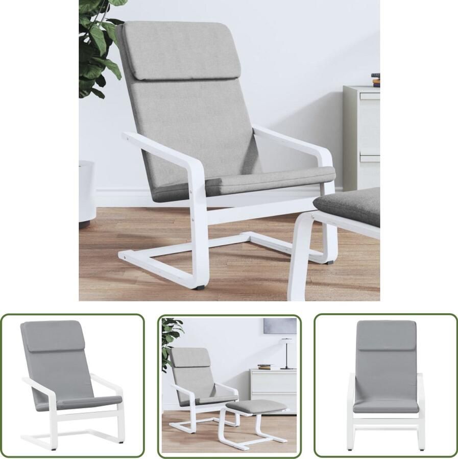 VidaXL Lounge Stoel Relaxfauteuil Relaxstoel stof lichtgrijs Leesstoeltje Fauteuils Huiskamermeubilair