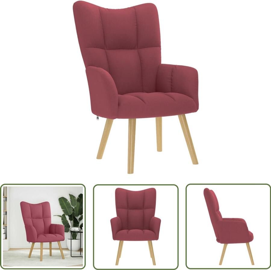 VidaXL Lounge Stoel Relaxfauteuil Relaxstoel stof wijnrood Fauteuils Woonaccessoires Vintage Stoel