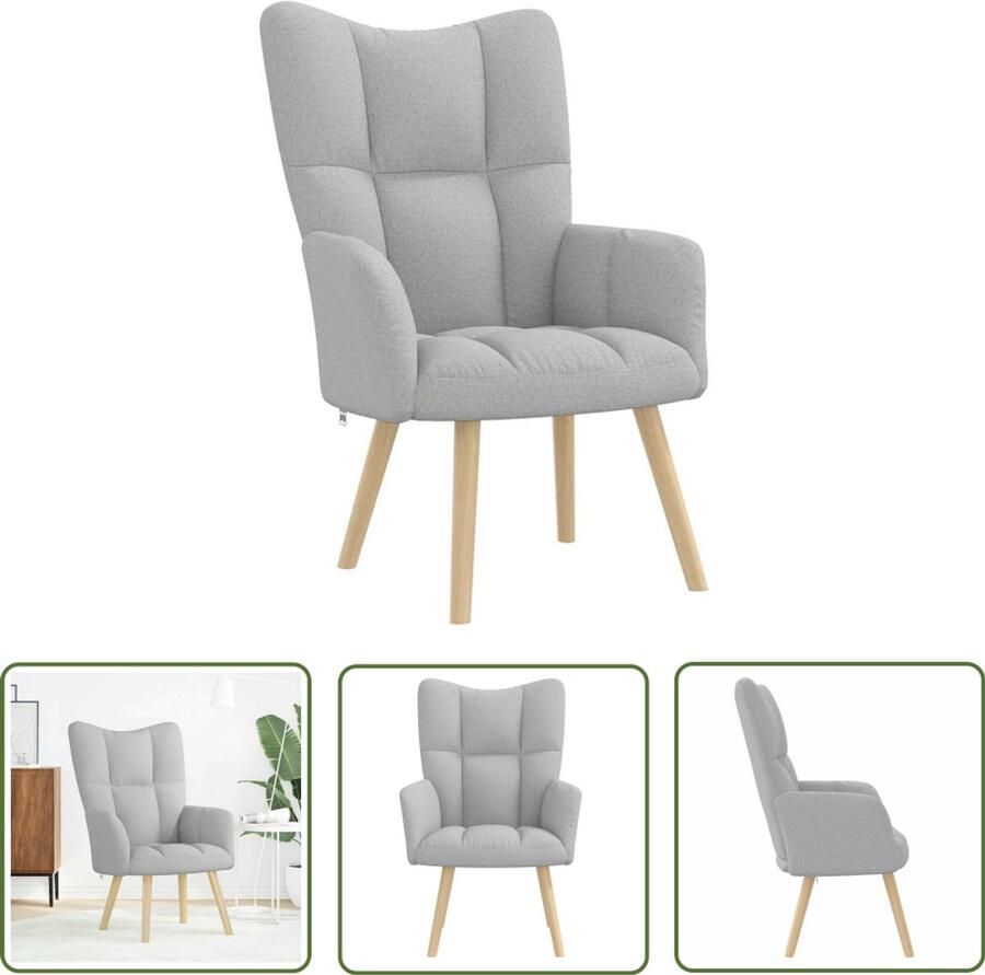 VidaXL Lounge Stoel Relaxfauteuil Relaxstoel stof wolk grijs Fauteuils Loungestoel Velours Stoel
