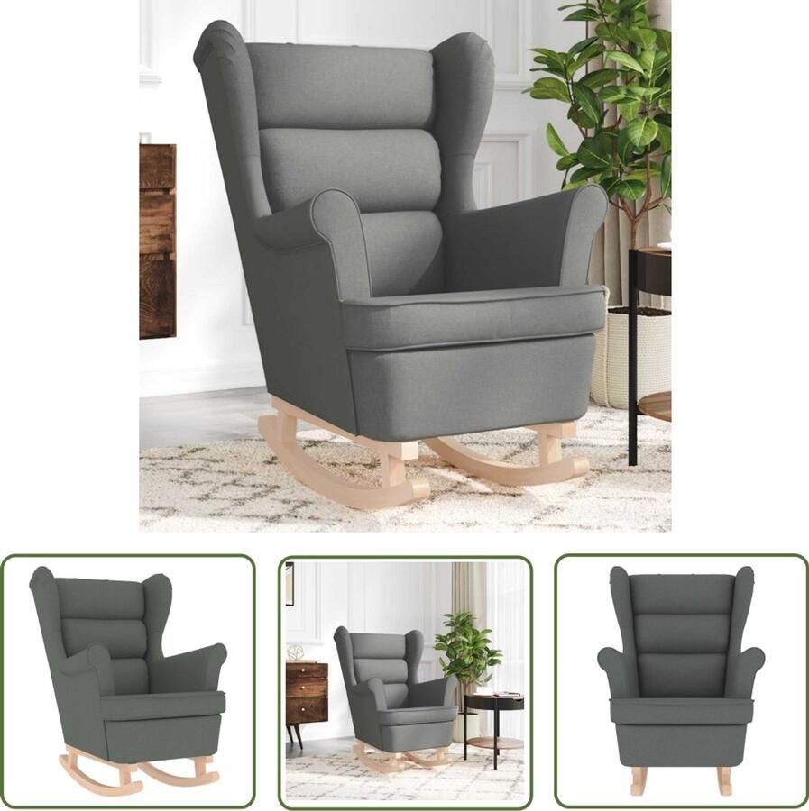 VidaXL Schommelstoel 74x90x102 cm stof donkergrijs Schommelstoel Lounge Stoel Relaxfauteuil Ergonomische Stoel Designstoelen