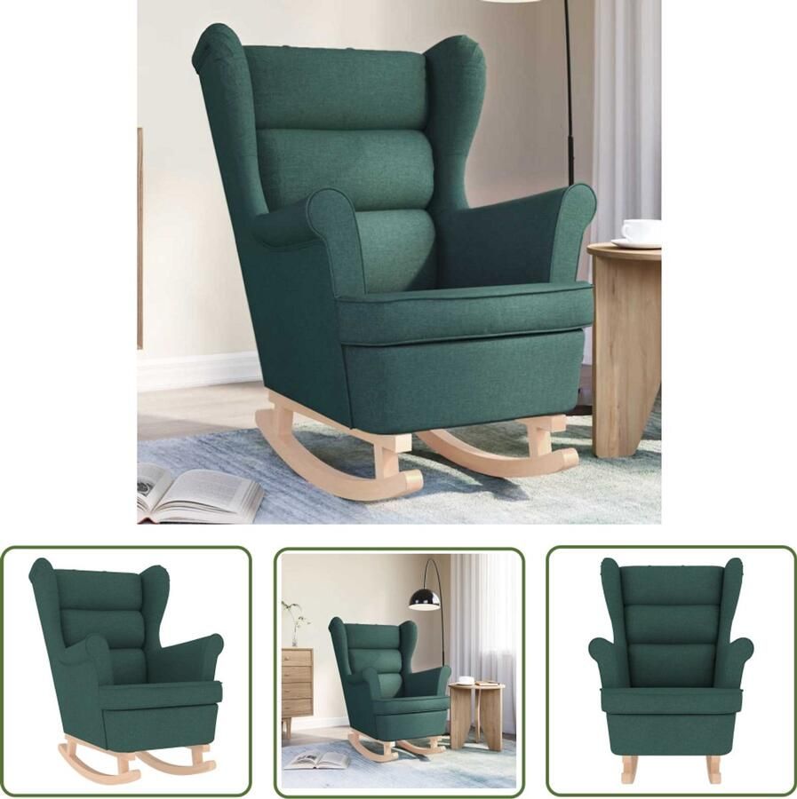 VidaXL Schommelstoel 74x90x102 cm stof donkergroen Schommelstoel Lounge Stoel Relaxfauteuil Hangstoel Buitenstoelen