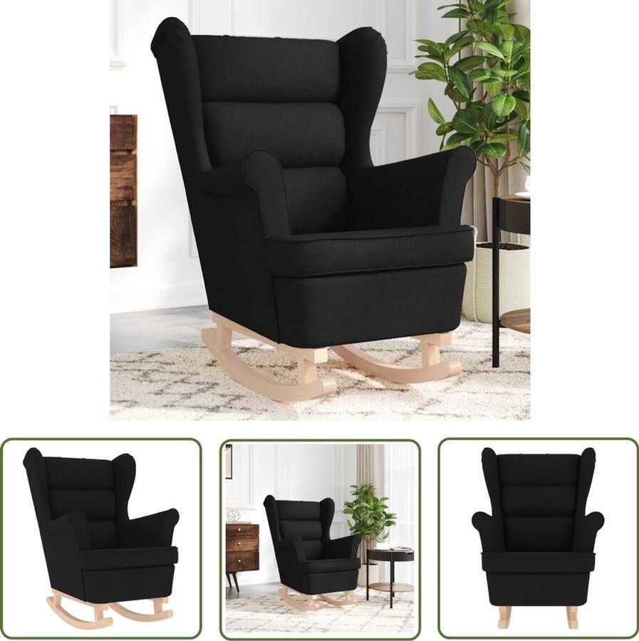 VidaXL Schommelstoel 74x90x102 cm stof zwart Schommelstoel Lounge Stoel Relaxfauteuil Zitkamer Woonkamer
