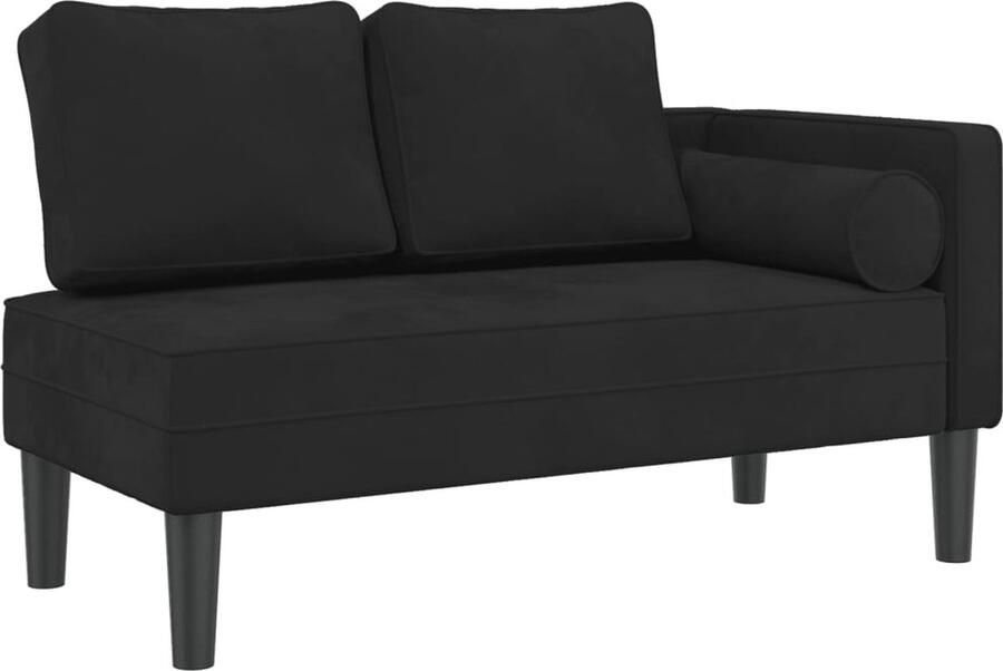 The Living Store Chaise Longue Loungebank 116.5 x 62 x 57.5 cm Zwarte fluwelen stof Chaise Longue Loungebank Velvet Bank Zwarte Fauteuil Relaxstoel