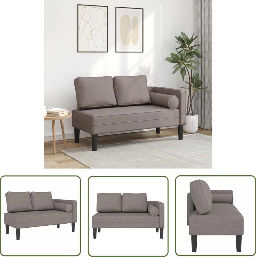 The Living Store Chaise Longue Taupe Polyester 116.5 x 62 x 57.5 cm Comfortabele Zitervaring Chaise Lounge Loungestoel Relaxstoel Tuinlounge Buitenstoelen